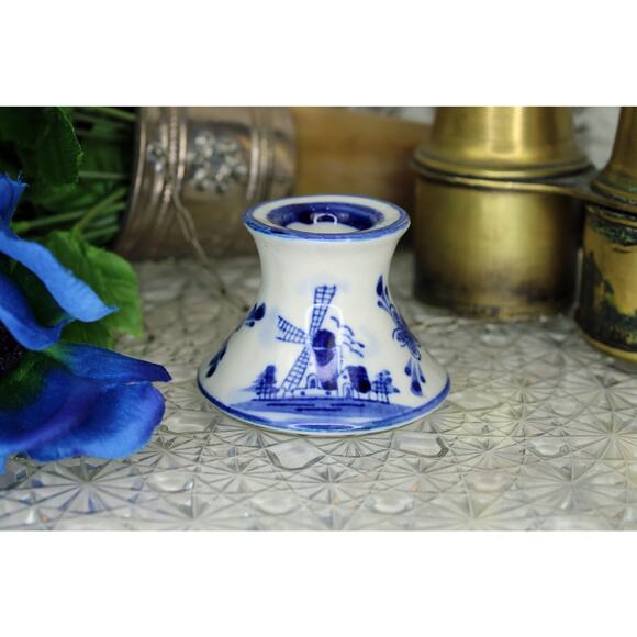 Set of Two Nobel Ban Delft Blue Candle Stick Holders - Picture 8 of 13